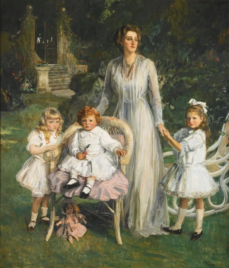Archibald Benn Duntley Maconochie con la madre e le sorelle
